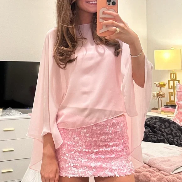 Edikted Pink Sequin Skirt - Picture 3 of 3